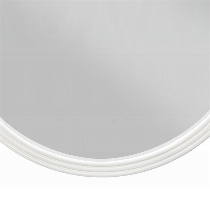 Aren Dresser Mirror- Molded Bordered Frame- White Wood- 35 Inch Round