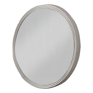 Aren Dresser Mirror- Molded Bordered Frame- White Wood- 35 Inch Round