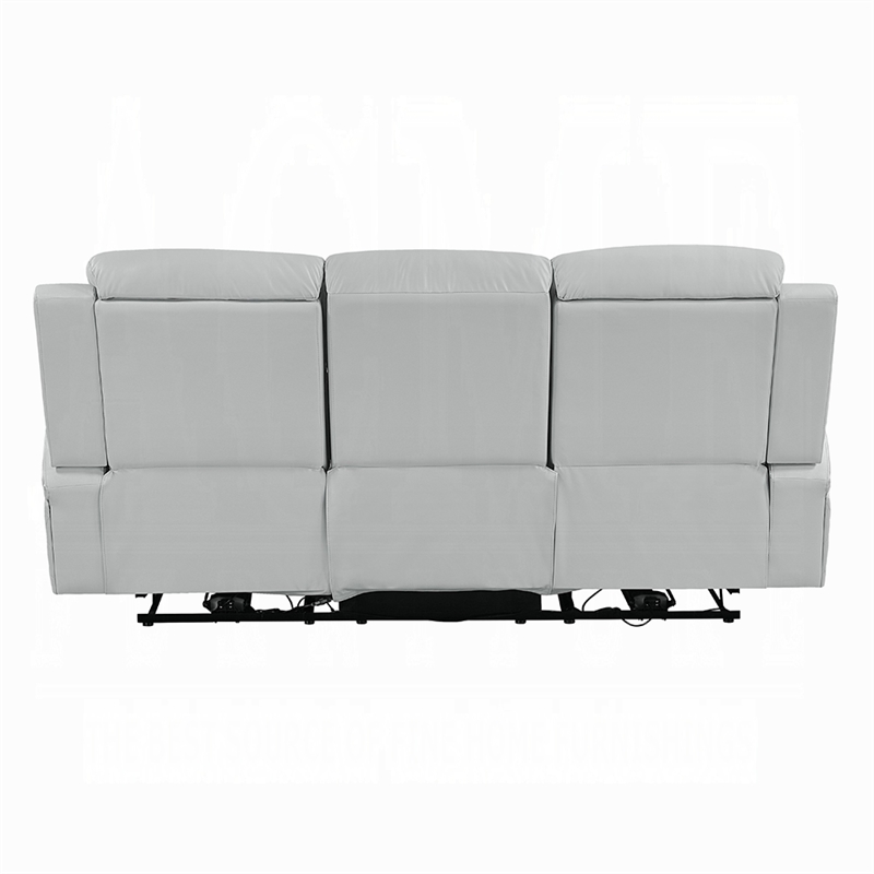 Ely Power Recliner Sofa with LED- Speakers- Gray Faux Leather- 83 Inch