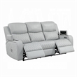 Ely Power Recliner Sofa with LED- Speakers- Gray Faux Leather- 83 Inch