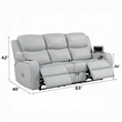 Ely Power Recliner Sofa with LED- Speakers- Gray Faux Leather- 83 Inch