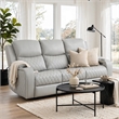 Ely Power Recliner Sofa with LED- Speakers- Gray Faux Leather- 83 Inch