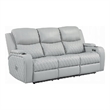 Ely Power Recliner Sofa with LED- Speakers- Gray Faux Leather- 83 Inch