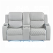 Ely Power Recliner Loveseat with Console- LED- Gray Faux Leather- 71 Inch