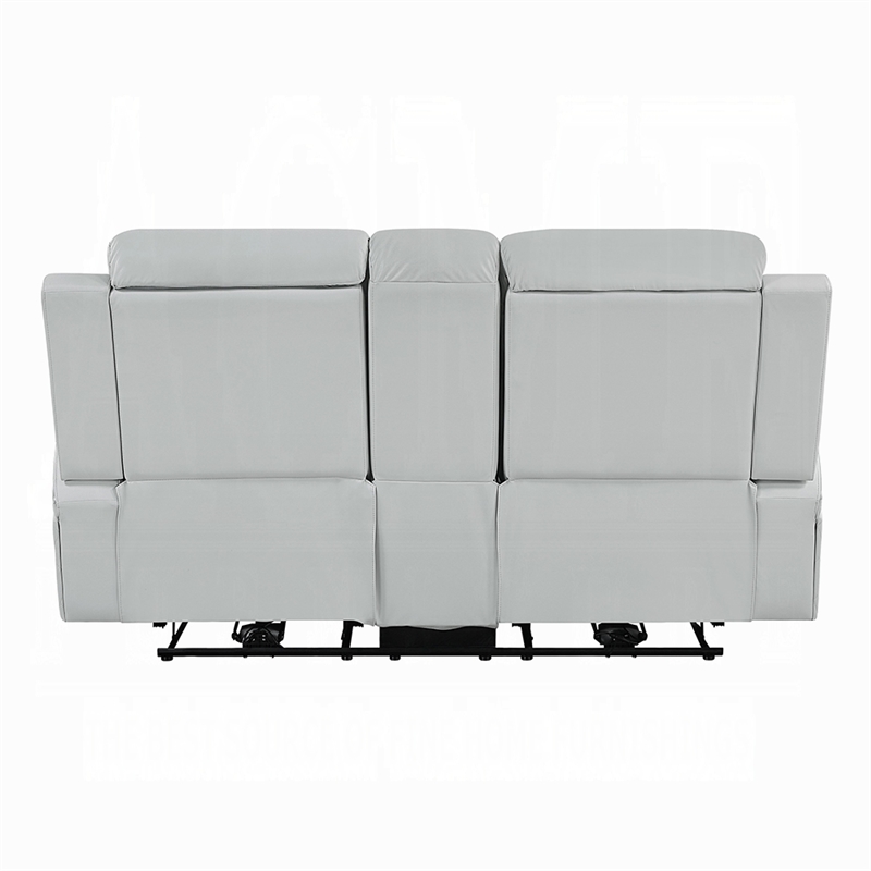 Ely Power Recliner Loveseat with Console- LED- Gray Faux Leather- 71 Inch