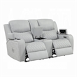 Ely Power Recliner Loveseat with Console- LED- Gray Faux Leather- 71 Inch