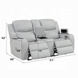 Ely Power Recliner Loveseat with Console- LED- Gray Faux Leather- 71 Inch