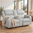 Ely Power Recliner Loveseat with Console- LED- Gray Faux Leather- 71 Inch