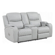 Ely Power Recliner Loveseat with Console- LED- Gray Faux Leather- 71 Inch