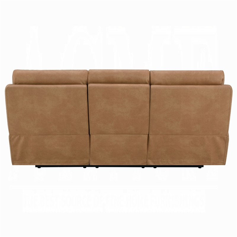 Kima Power Motion Recliner Sofa with USB- Brown Leather Aire- 85 Inch