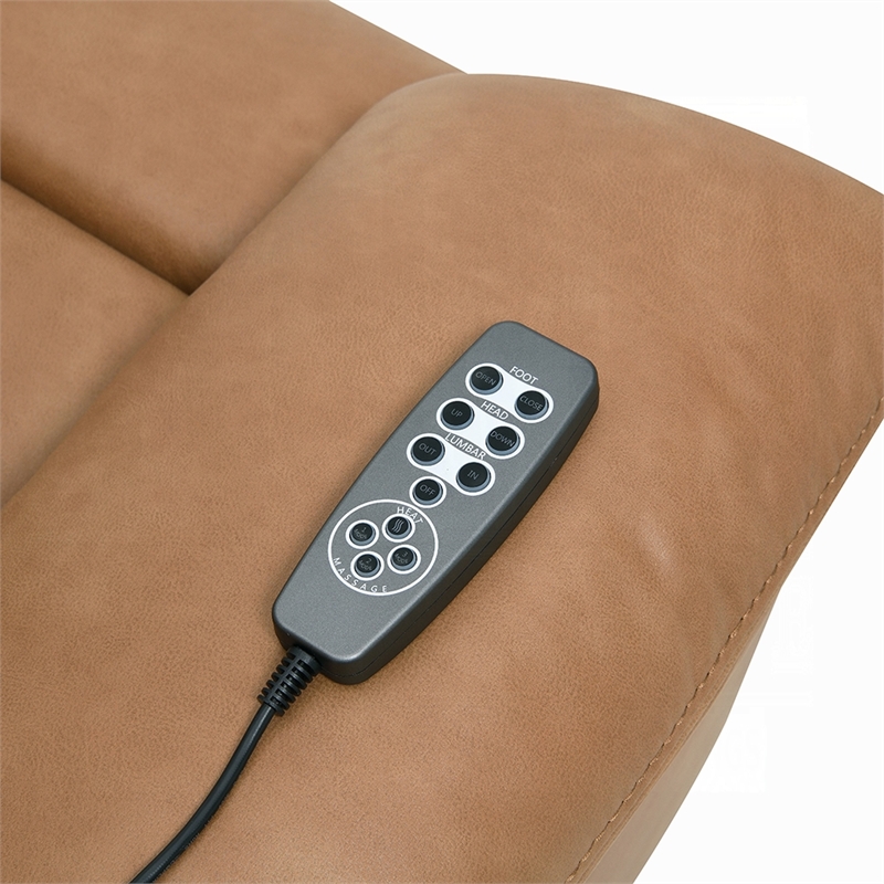 Kima Power Motion Recliner Sofa with USB- Brown Leather Aire- 85 Inch