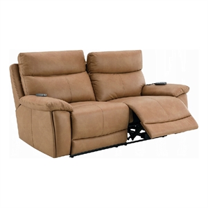 Kima Power Motion Recliner Loveseat- Brown Leather Aire- 76 Inch