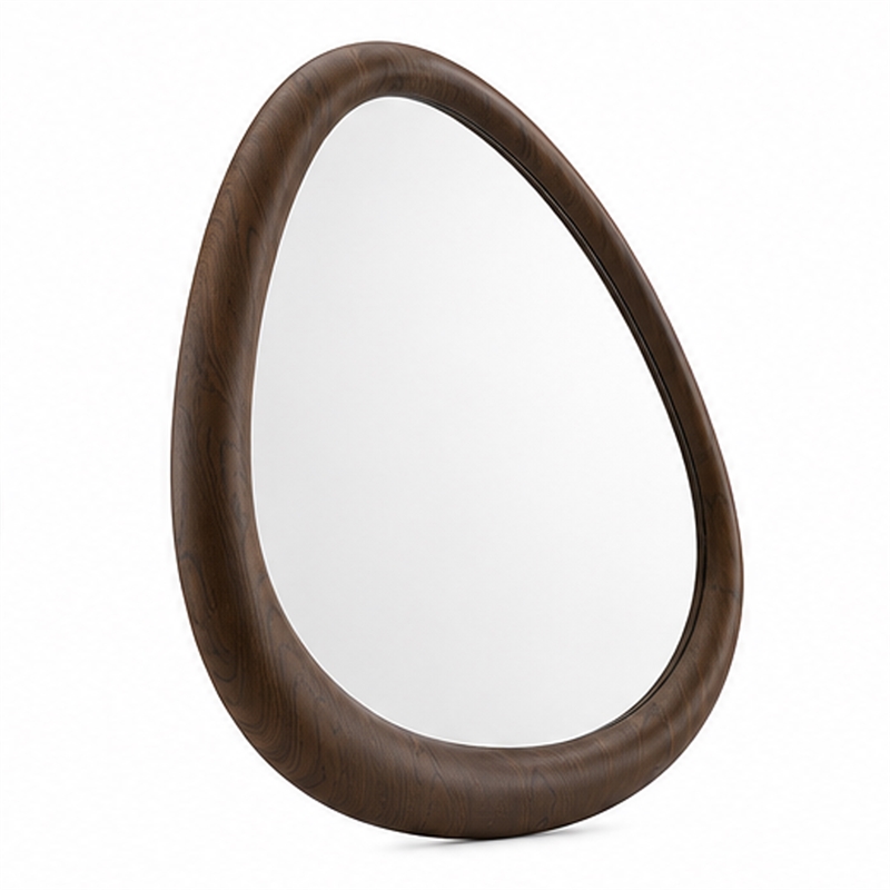 Sima Decorative Wall Mirror- Dark Brown- 39 Inch Organic Asymmetrical Shape
