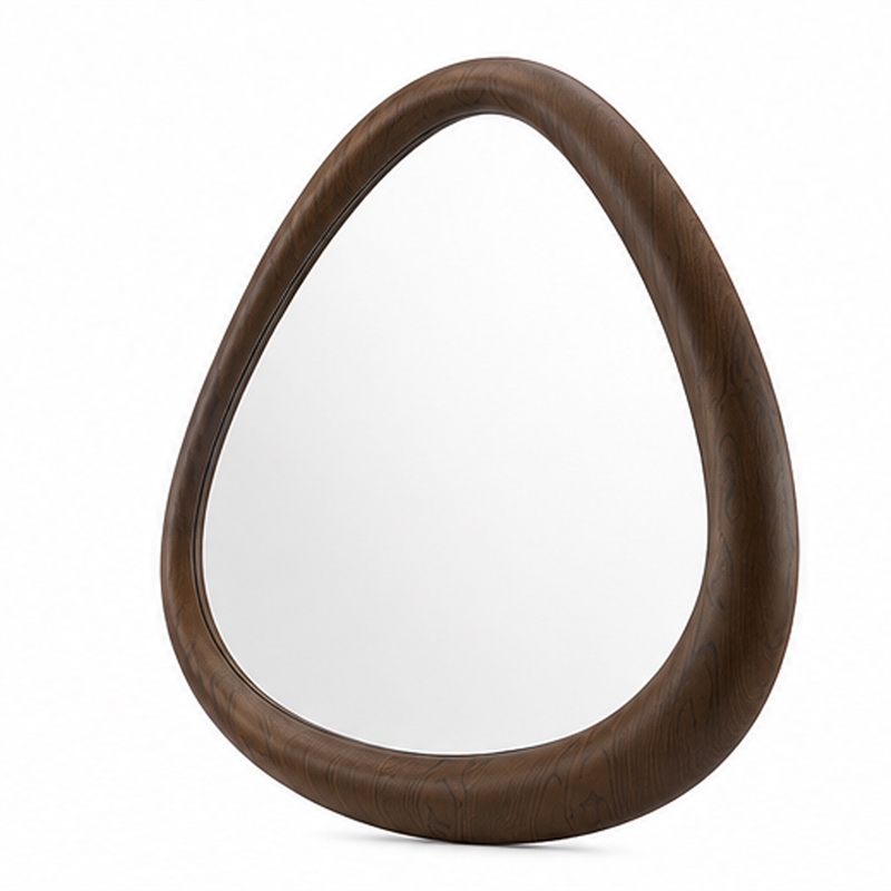 Sima Decorative Wall Mirror- Dark Brown- 39 Inch Organic Asymmetrical Shape