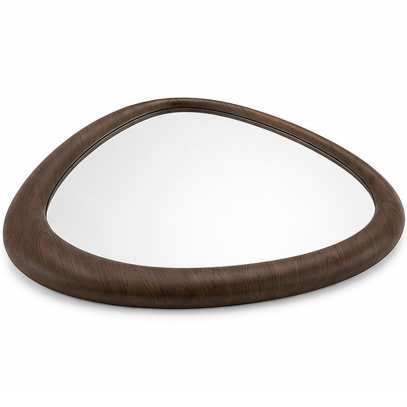 Sima Decorative Wall Mirror- Dark Brown- 39 Inch Organic Asymmetrical Shape