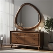 Sima Decorative Wall Mirror- Dark Brown- 39 Inch Organic Asymmetrical Shape