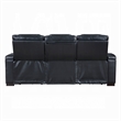 Pera Power Recliner Sofa with Dropdown Table- Black Leather Aire- 86 Inch