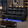 Pera Power Recliner Sofa with Dropdown Table- Black Leather Aire- 86 Inch