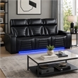 Pera Power Recliner Sofa with Dropdown Table- Black Leather Aire- 86 Inch