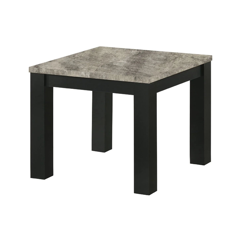 3pc Coffee Table and 2 End Table Set- Gray Concrete Top- Black Wood Legs