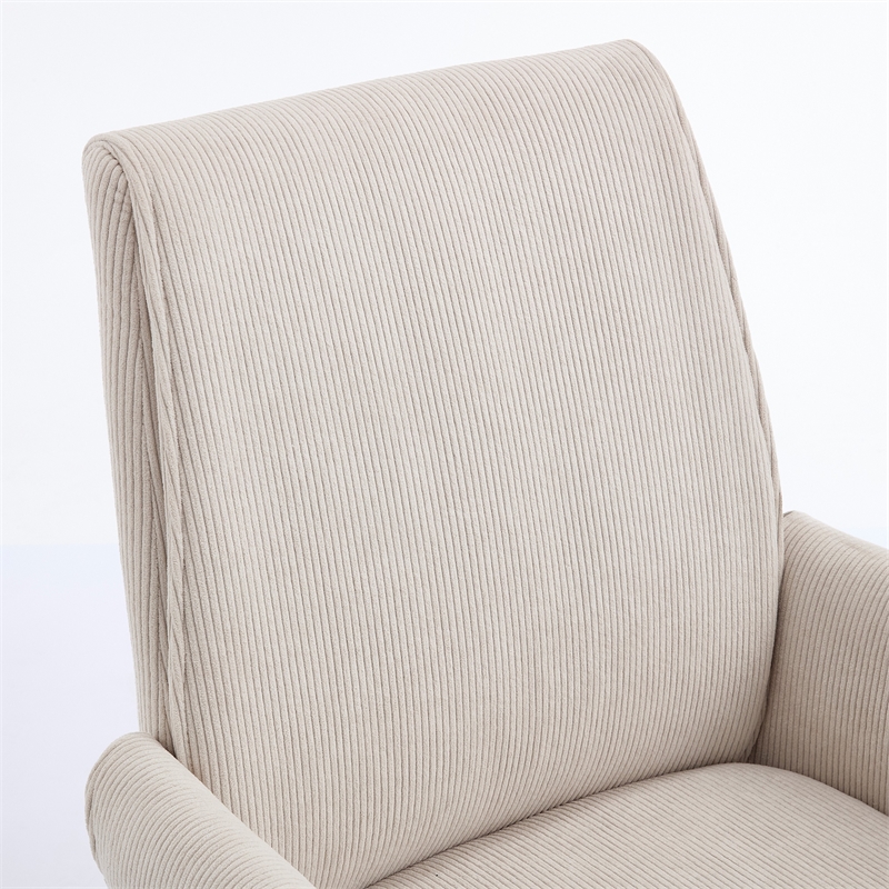 Vena Liftable Office Chair- Memory Foam White Corduroy- Gold Metal Base