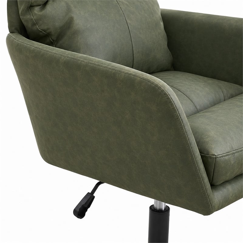 Limz Swivel Office Chair- Adjustable Height- Foam Fill Green Faux Leather