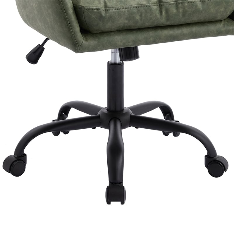 Limz Swivel Office Chair- Adjustable Height- Foam Fill Green Faux Leather
