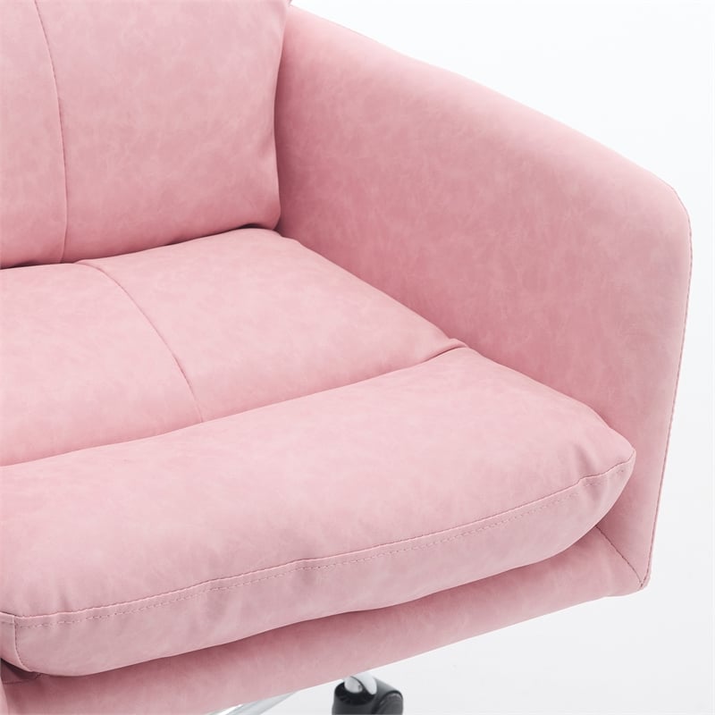 Limz Swivel Office Chair- Adjustable Height- Foam Fill Pink Faux Leather