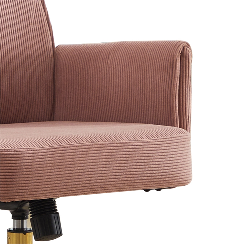 Swivel Office Chair- Light Pink Corduroy- Adjustable Height- Gold Base