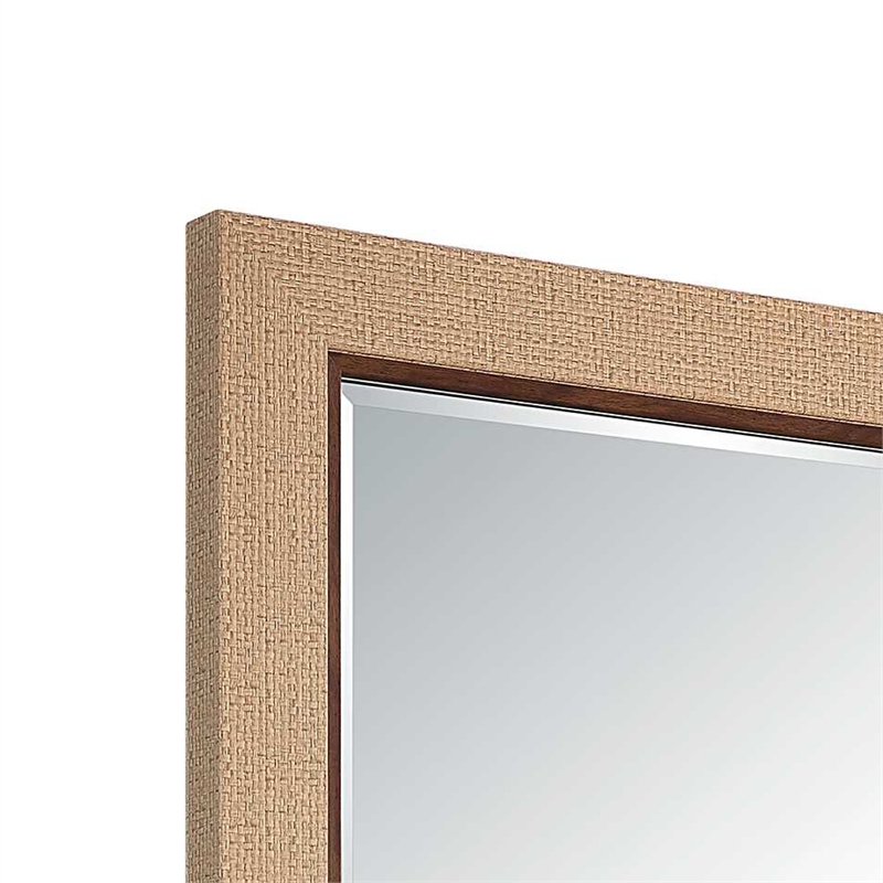 Raga Accent Wall Mirror- Basket Weave Design- Beige and Dark Brown 28x38