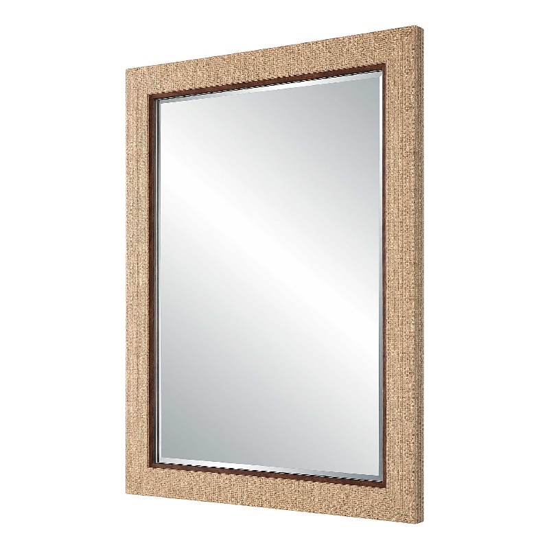 Raga Accent Wall Mirror- Basket Weave Design- Beige and Dark Brown 28x38