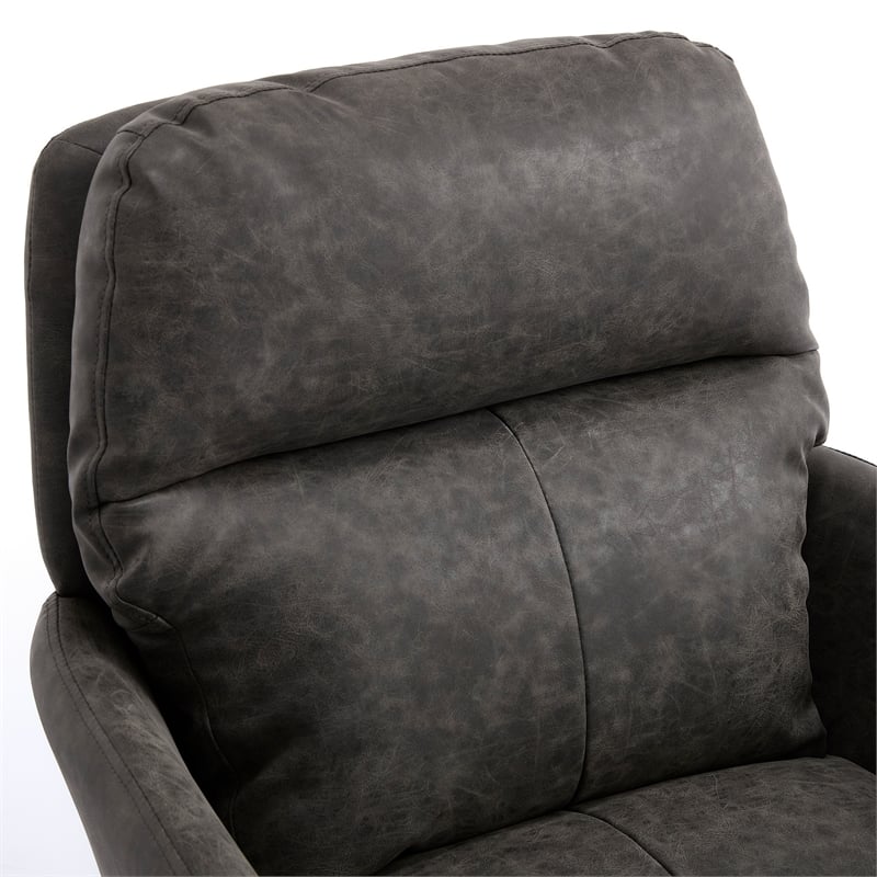 Limz Swivel Office Chair- Adjustable Height- Foam Fill Gray Faux Leather