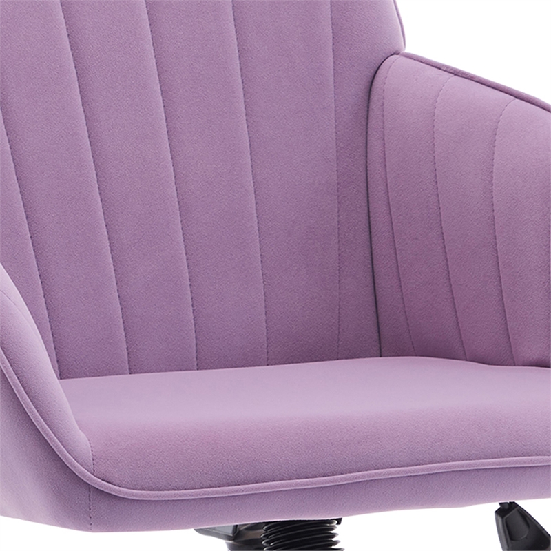 Arun Swivel Office Chair- Memory Foam Fill Lilac Purple Velvet- Gold Metal