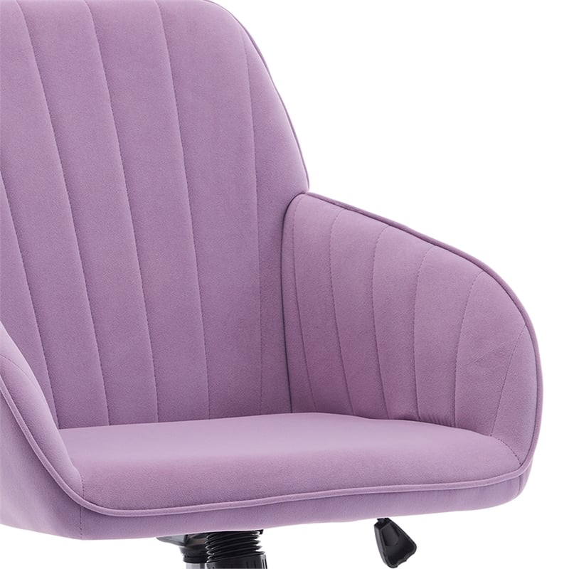 Arun Swivel Office Chair- Memory Foam Fill Lilac Purple Velvet- Gold Metal