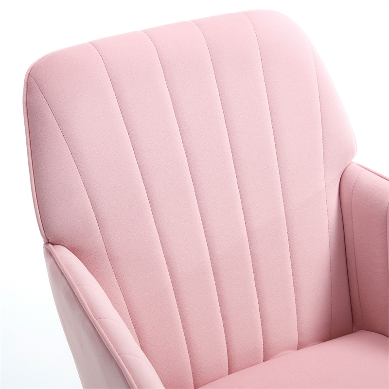 Kena Swivel Office Chair- Baby Pink Tufted Velvet- Adjustable Height