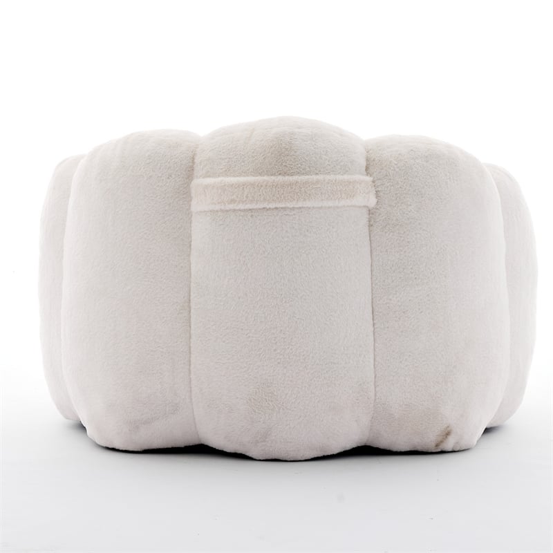 Lery Lotus Accent Sofa Chair- Compressed Bean Bag- White Faux Fur