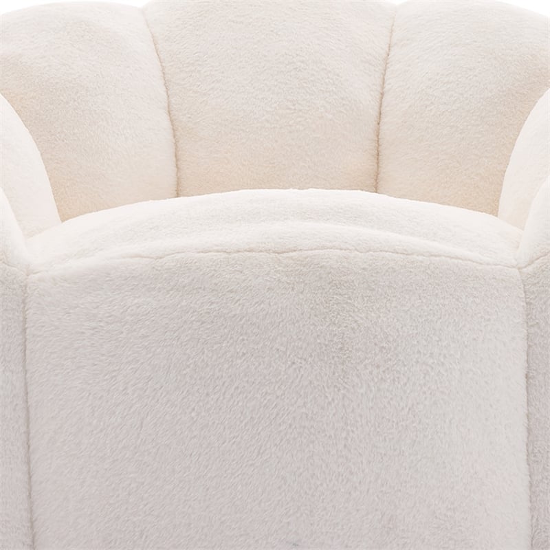 Lery Lotus Accent Sofa Chair- Compressed Bean Bag- White Faux Fur