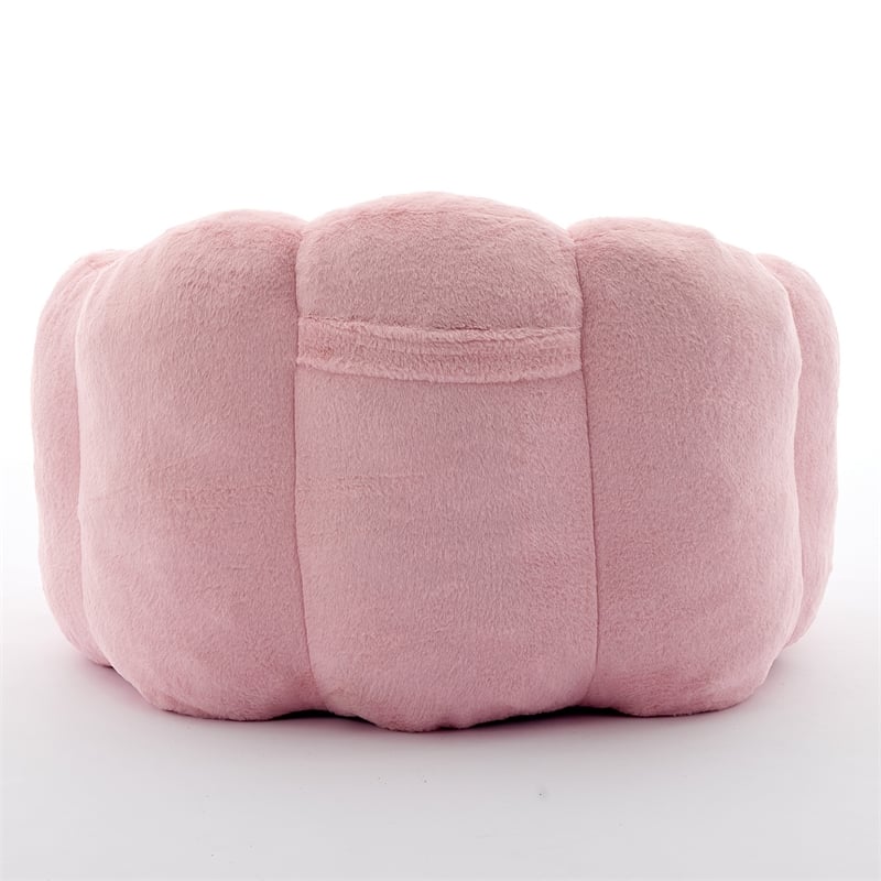 Lery Lotus Accent Sofa Chair- Compressed Bean Bag- Pink Faux Fur