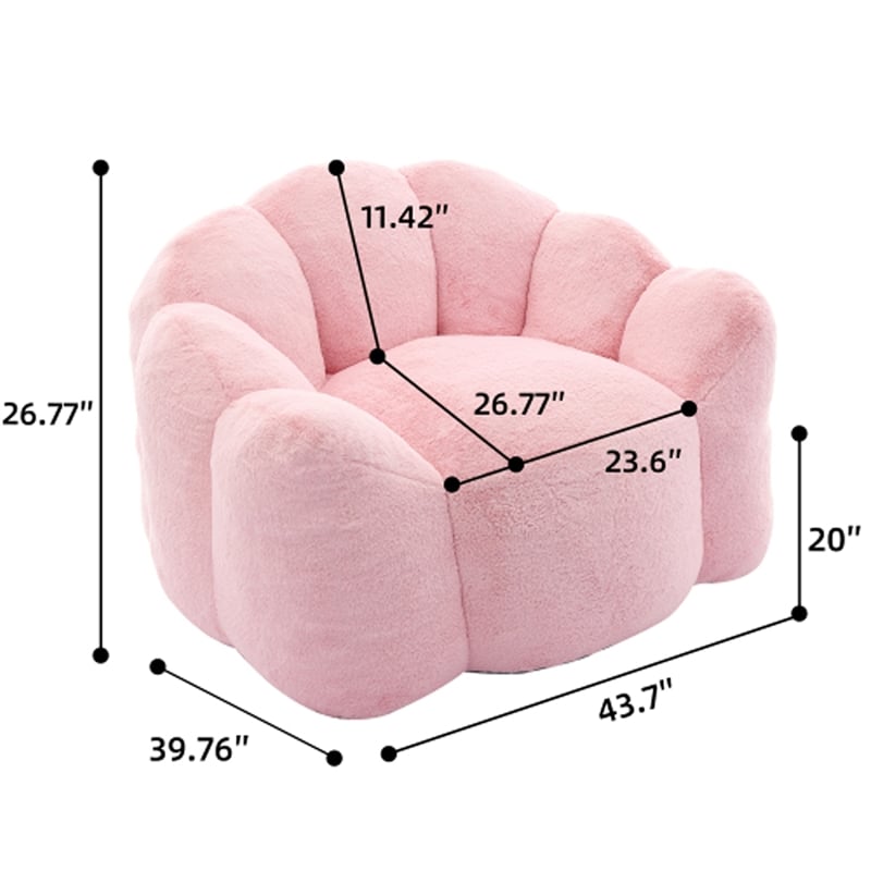 Lery Lotus Accent Sofa Chair- Compressed Bean Bag- Pink Faux Fur