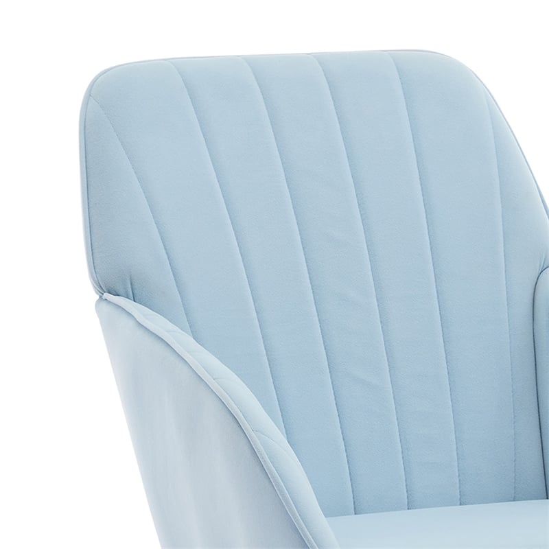 Kena Swivel Office Chair- Adjustable Height- Blue Tufted Velvet- Gold