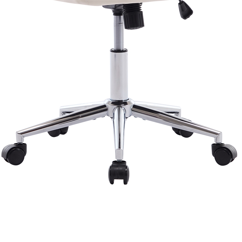 Kena Swivel Office Chair- Beige Tufted Velvet- Adjustable Height- Silver