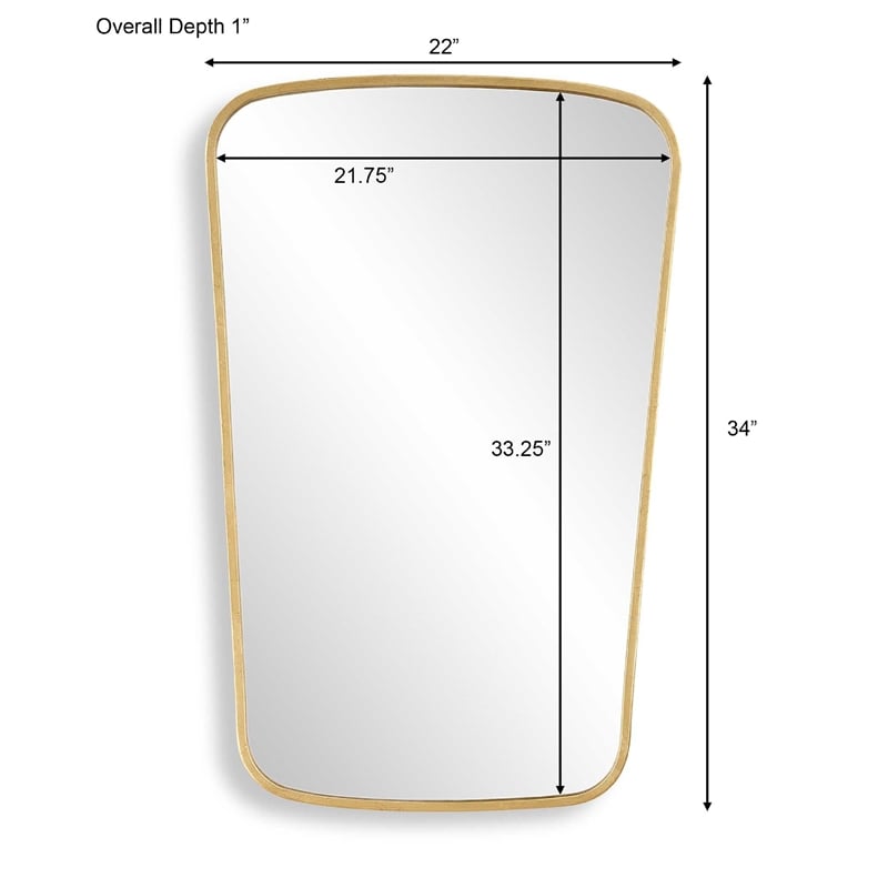Decorative Wall Mirror- Gold Leaf Trapezoidal Iron Frame- 22x34