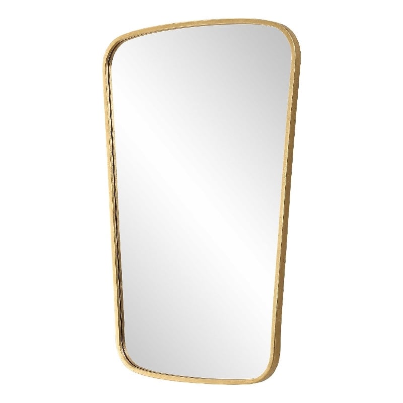 Decorative Wall Mirror- Gold Leaf Trapezoidal Iron Frame- 22x34