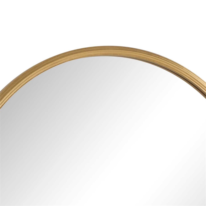 Decorative Wall Mirror- Ribbed Accent Gold Leaf- 34 Inch Round Frame