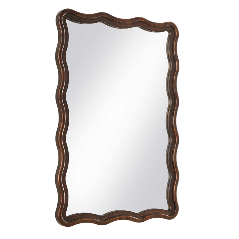 Decorative Wall Mirror- Organic Scalloped Edges- Antique Bronze- Gold-23x33