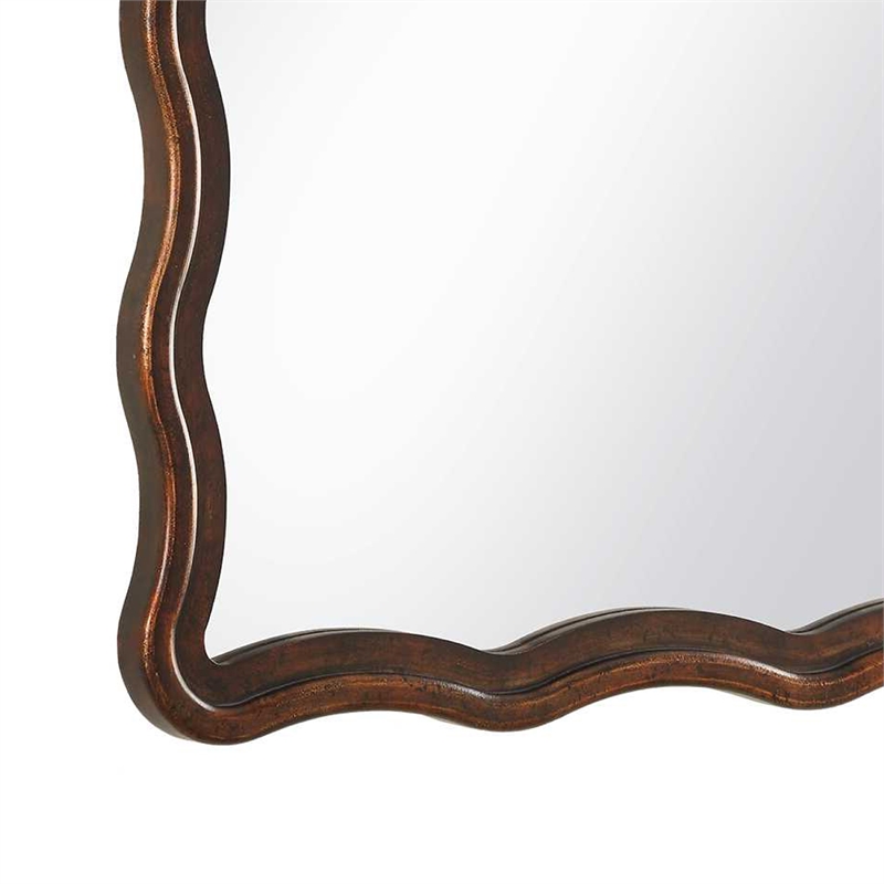 Decorative Wall Mirror- Organic Scalloped Edges- Antique Bronze- Gold-23x33