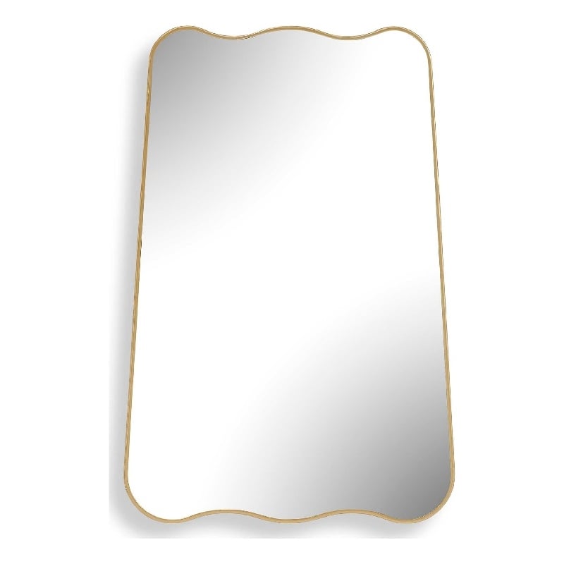 Accent Wall Mirror- Wavy Top and Bottom- Tapered Sides- Warm Gold 24x36