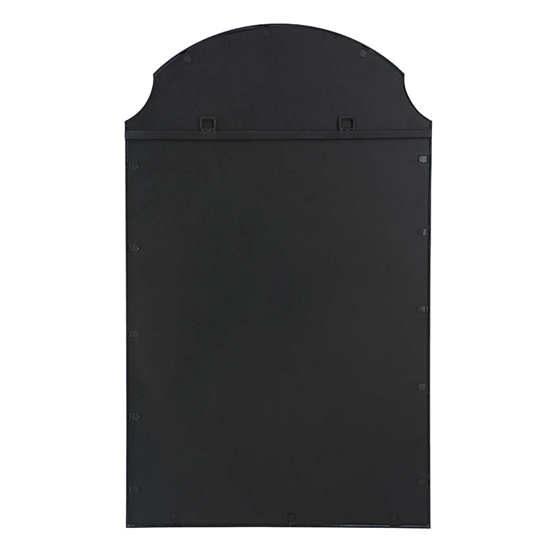 Kona Accent Wall Mirror- Arched Top- Scalloped Corners- Satin Black 22x36