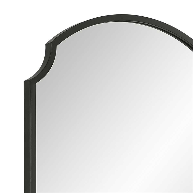 Kona Accent Wall Mirror- Arched Top- Scalloped Corners- Satin Black 22x36