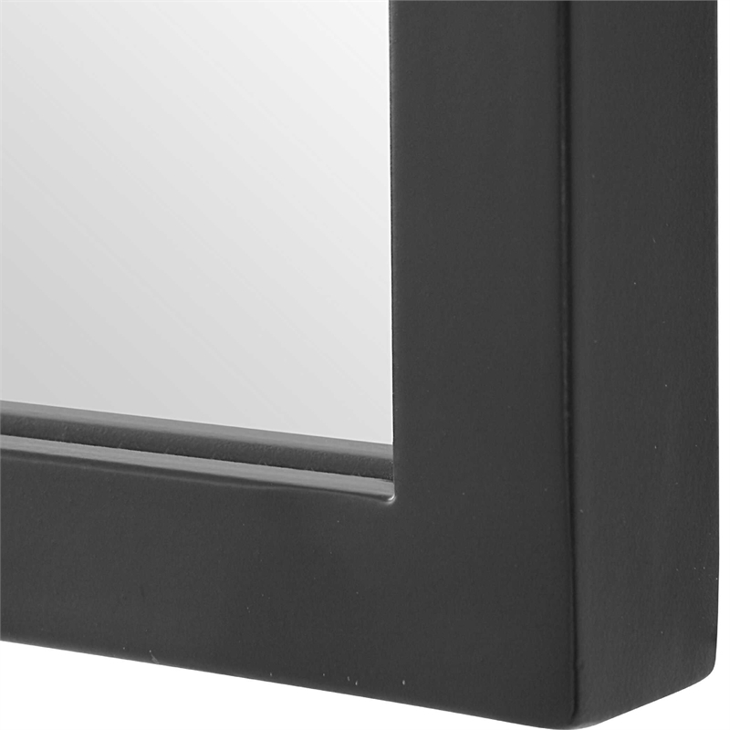 Kona Accent Wall Mirror- Arched Top- Scalloped Corners- Satin Black 22x36